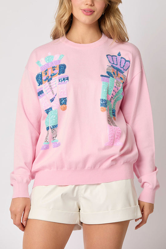 Sudadera casual de moda con lentejuelas de soldado navideño