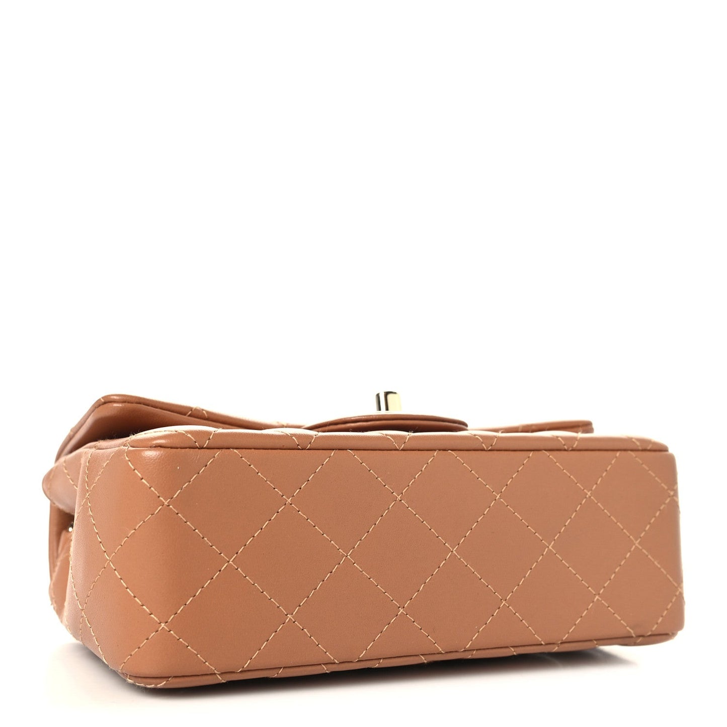 Lambskin Quilted Mini Rectangular Flap Brown