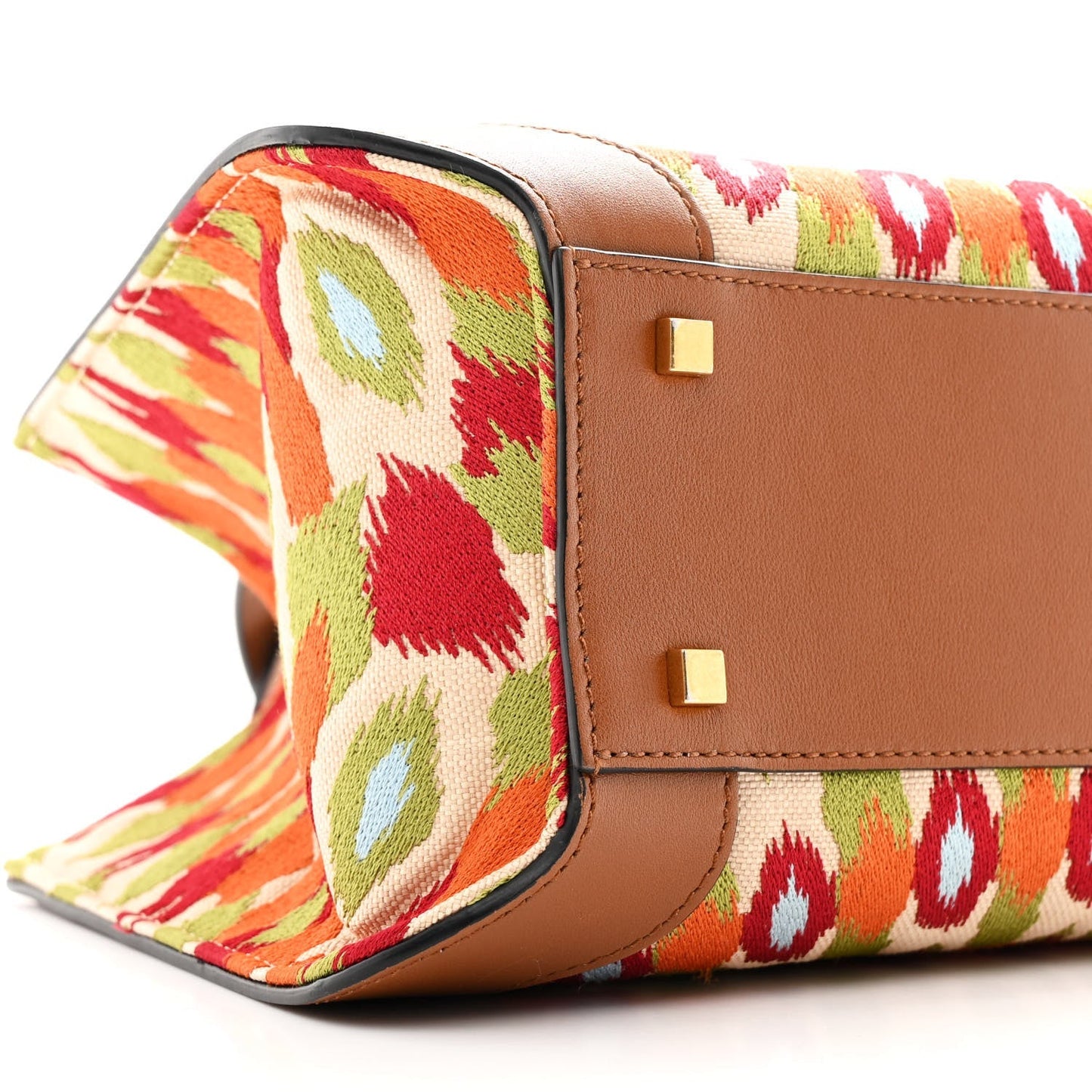 Canvas Calfskin Embroidered Small Vlogo Signature Bag Multicolor Saddle Brown