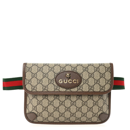 GG Supreme Monogram Neo Vintage Web Belt Bag Brown
