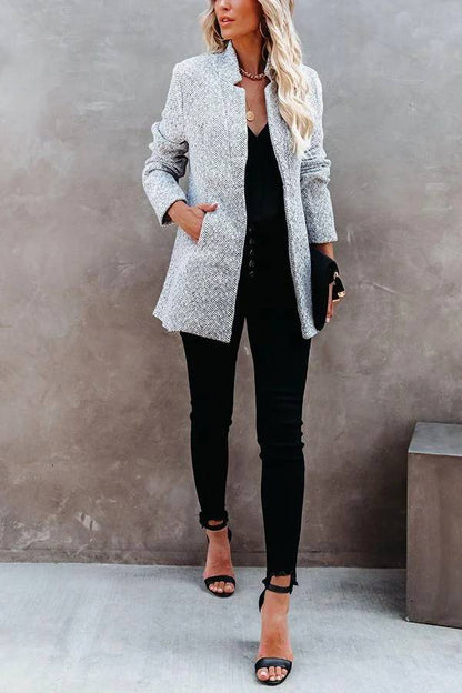 Chaqueta casual de color sólido con bolsillo
