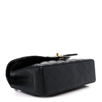 Caviar Quilted Small Double Flap Black
