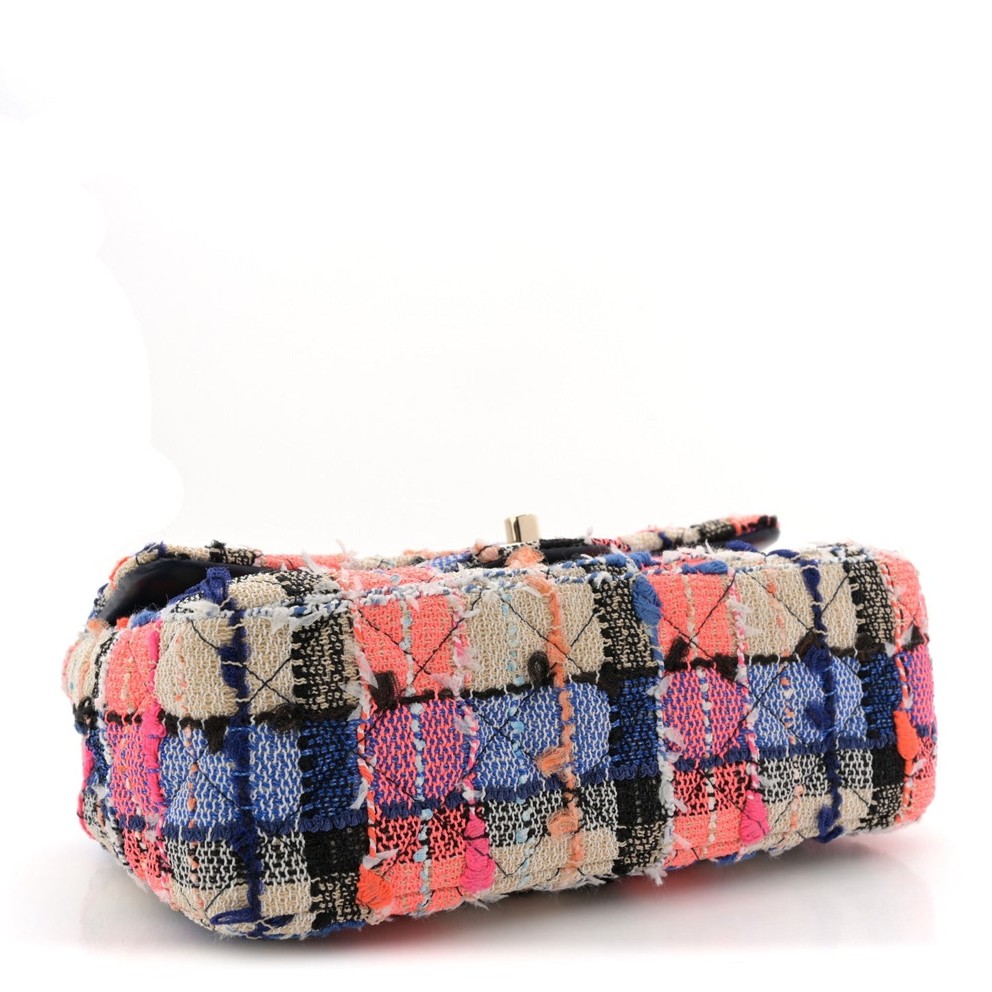 Tweed Quilted Mini Rectangular Flap Blue Orange Pink