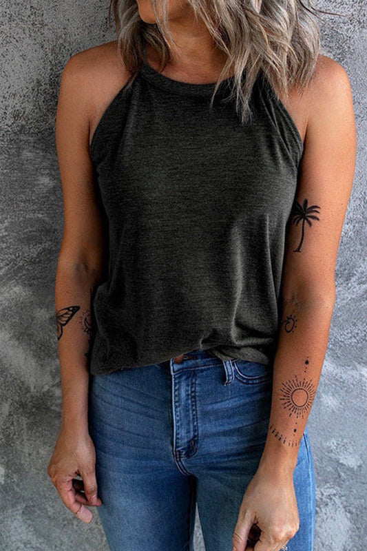 Solid Crewneck Summer Cami Top