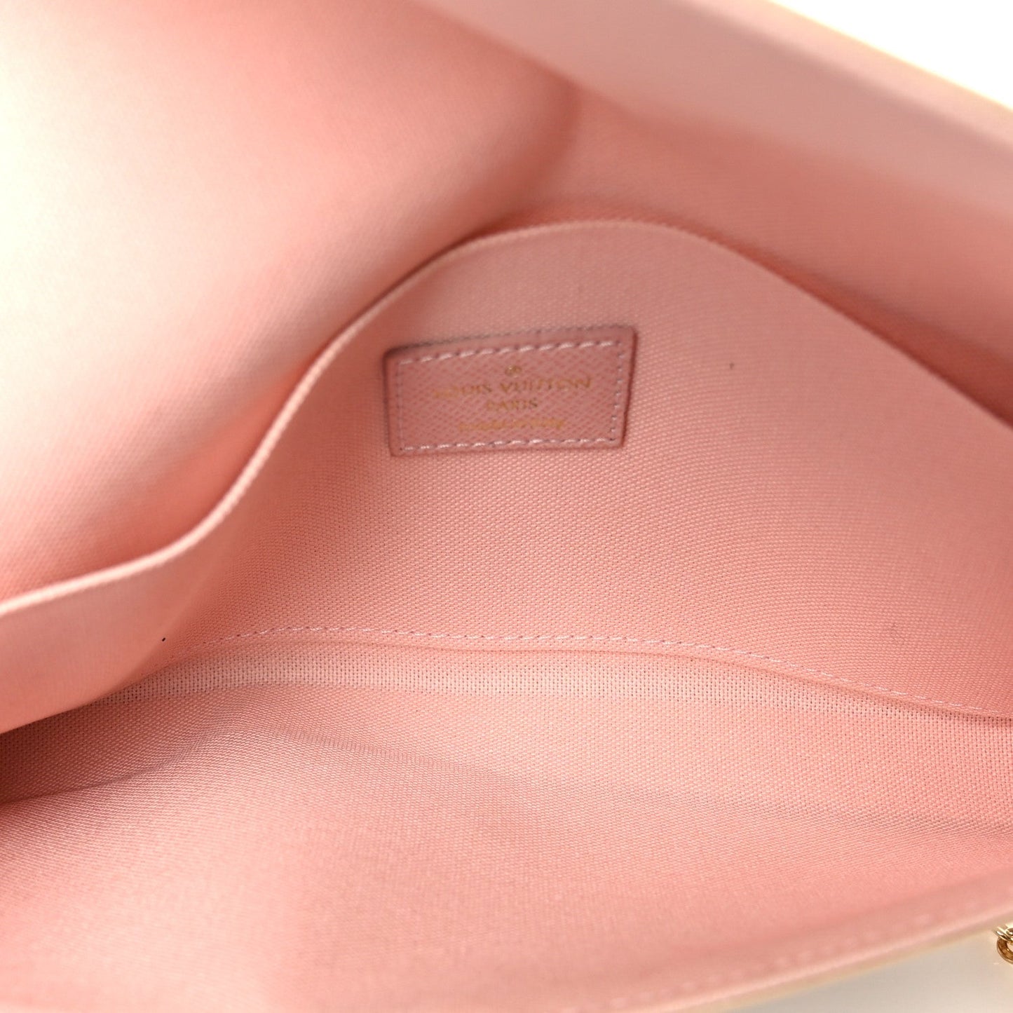 Damier Azur Pochette Felicie Chain Wallet Rose Ballerine