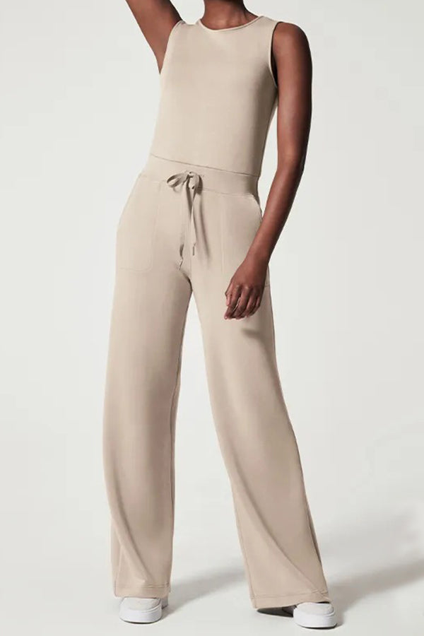 Mono informal ajustado de moda para mujer, sin mangas, de color sólido