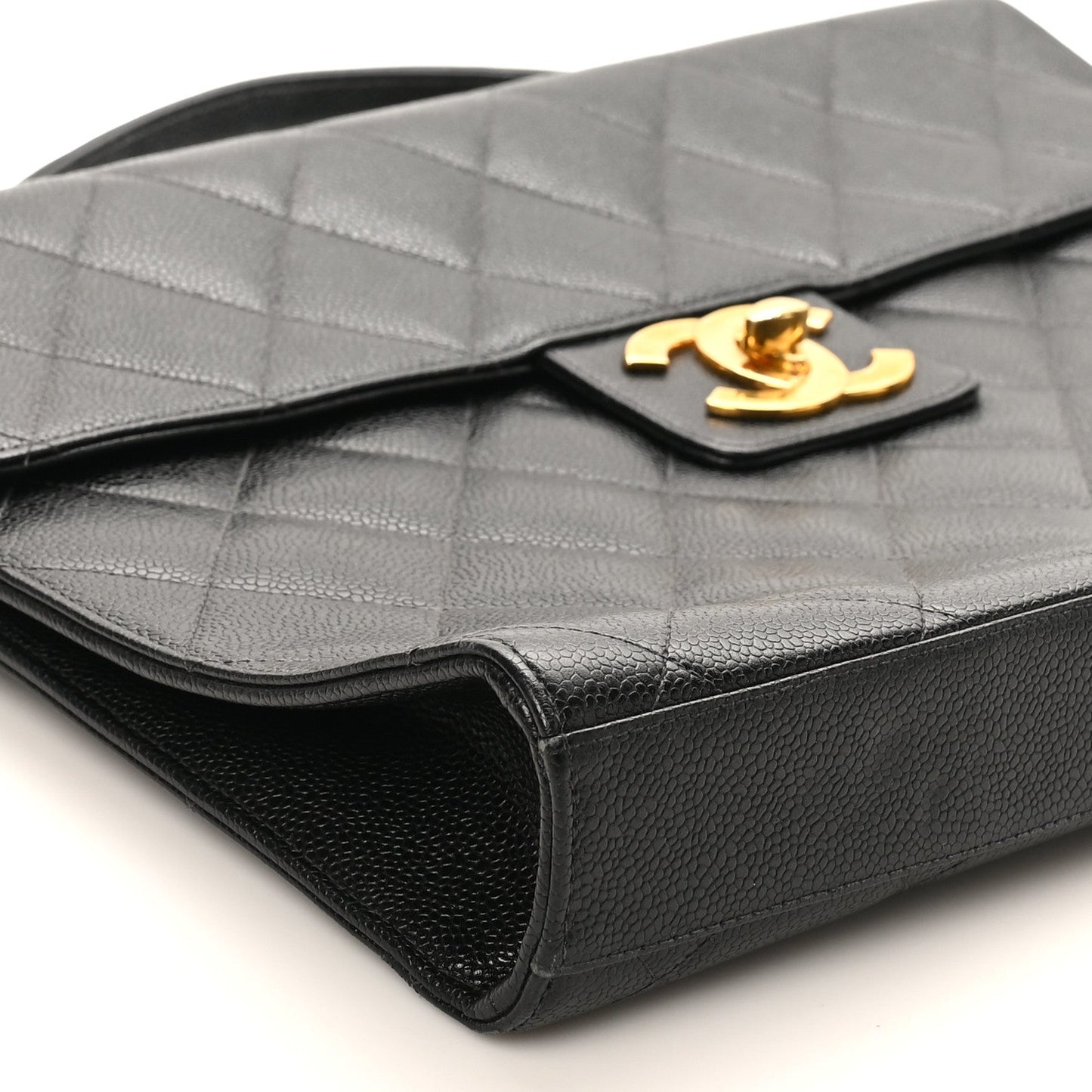 Caviar Quilted Briefcase Laptop Bag Black