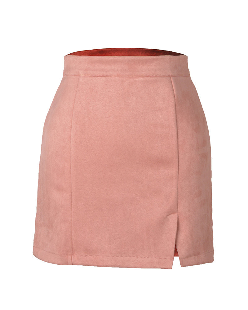 Autumn And Winter Suede Hip Skirt