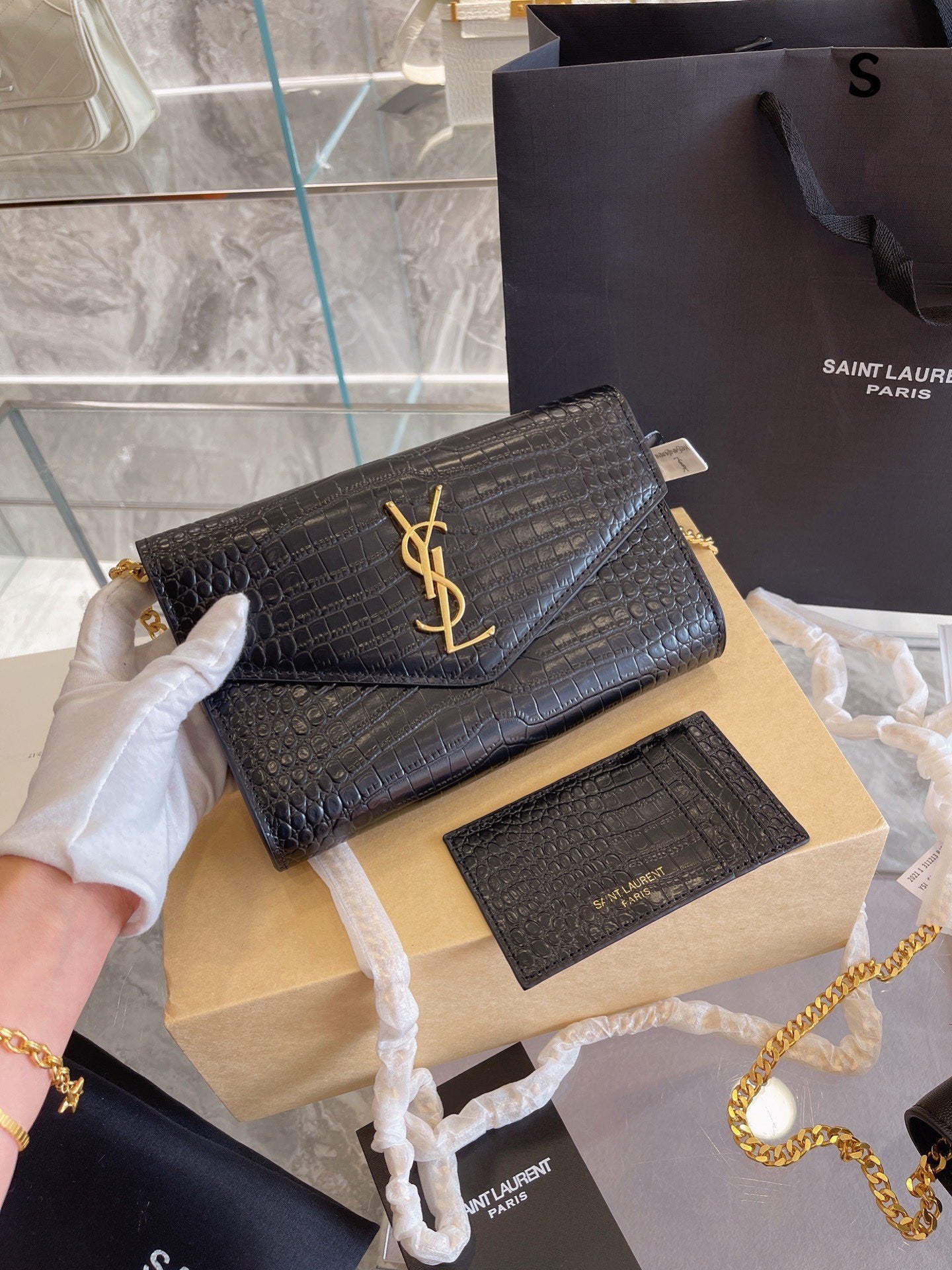 Saint Laurent Cassandre Small Matelassé  Wallet