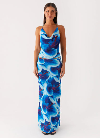 Another Life Halter Top - Turquoise Floral