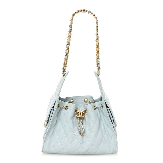 Caviar Quilted Small Chanel 25 Handbag Light Blue