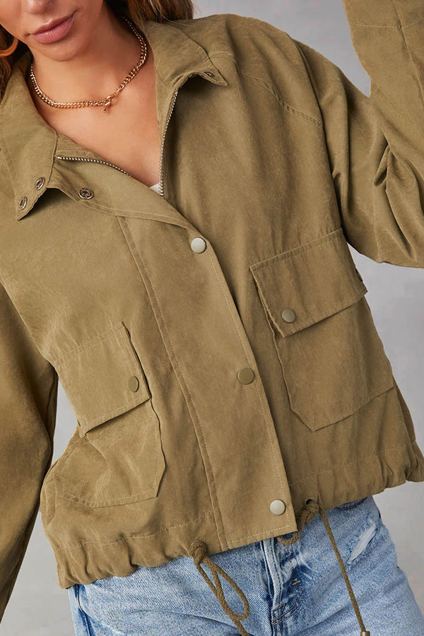 Chaqueta midi de dos bolsillos con múltiples botones y solapa de cuadros cepillados