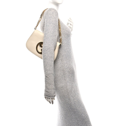 Roxy Calfskin Blondie Chain Shoulder Flap Bag Mystic White
