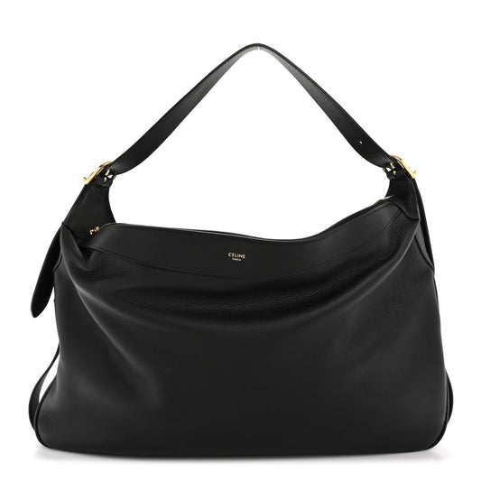 Supple Calfskin Large Romy Shoulder Bag Black