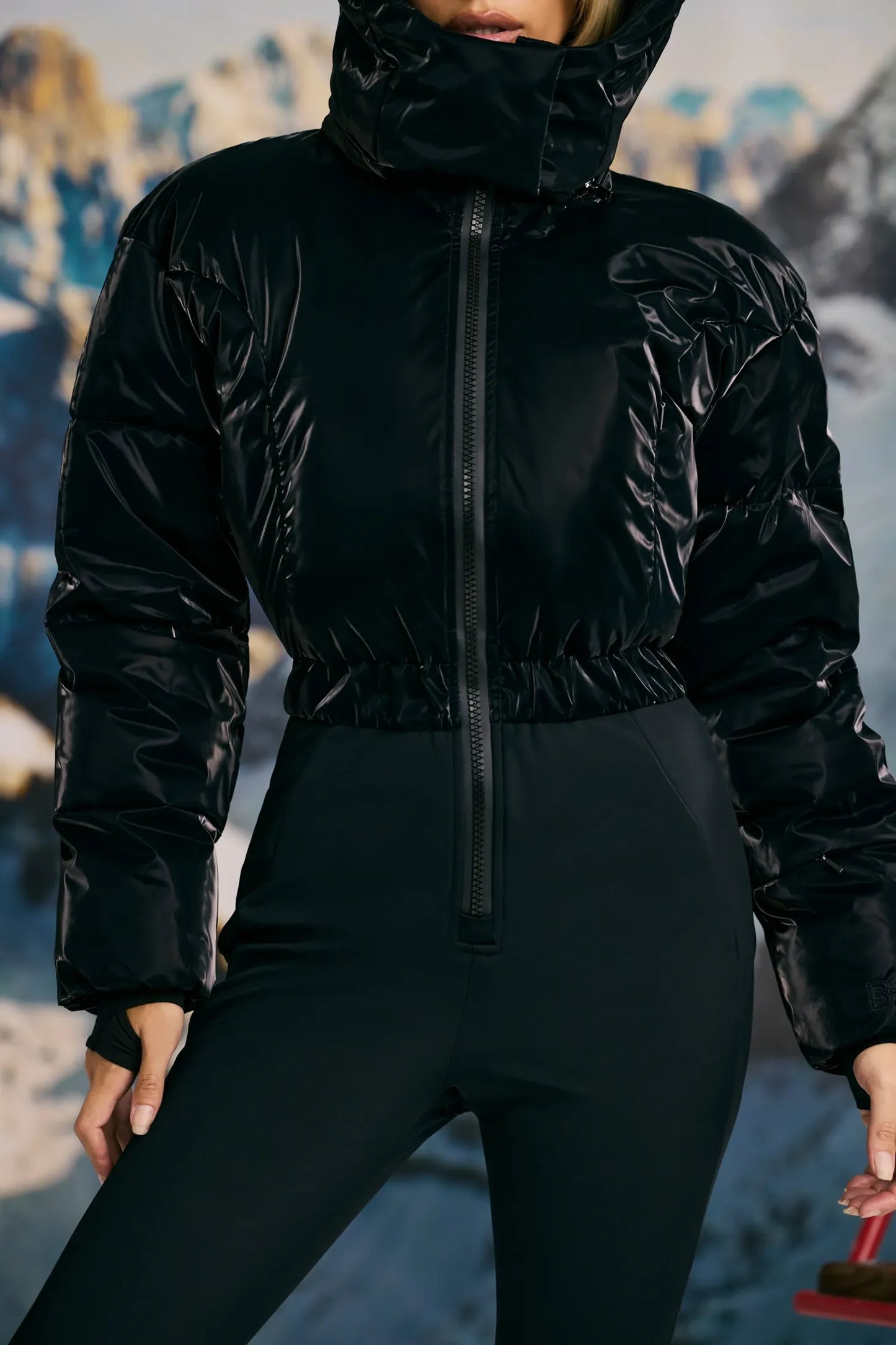 Fleece-Lined Hooded Ski Suit in Ice Blue