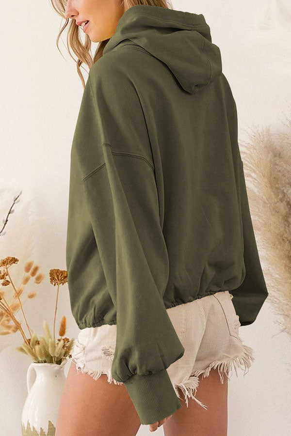 Sudadera con capucha de manga larga con cremallera y cordón ajustable
