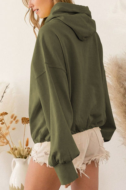 Sudadera con capucha de manga larga con cremallera y cordón ajustable