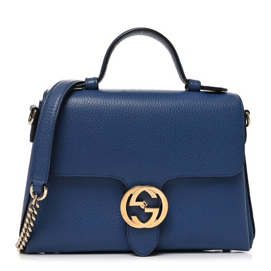 Dollar Calfskin Interlocking G Top Handle Shoulder Bag Caspian