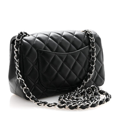 Lambskin Quilted Mini Rectangular Flap Black