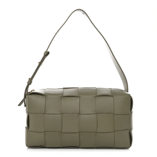 Lambskin Maxi Intrecciato Brick Cassette Bag Travertine