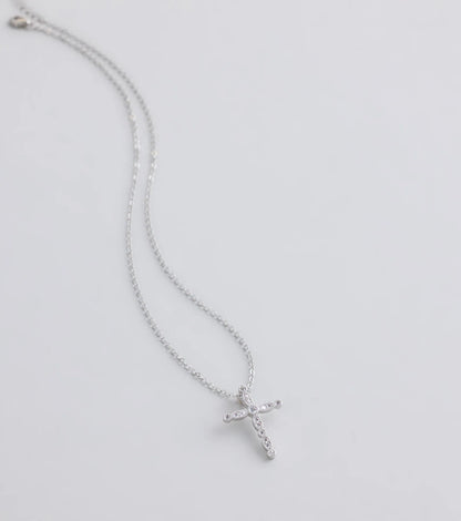 Divine Sparkle Cubic Zirconia Cross Necklace