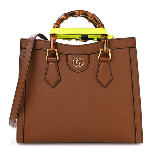 Wonka Grain Calfskin Small Diana Tote Bag Cuir Yellow Fluo
