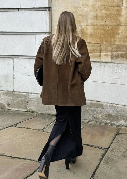 Retro Turn-Down Collar Coat - Women's Fashion Statement Piece