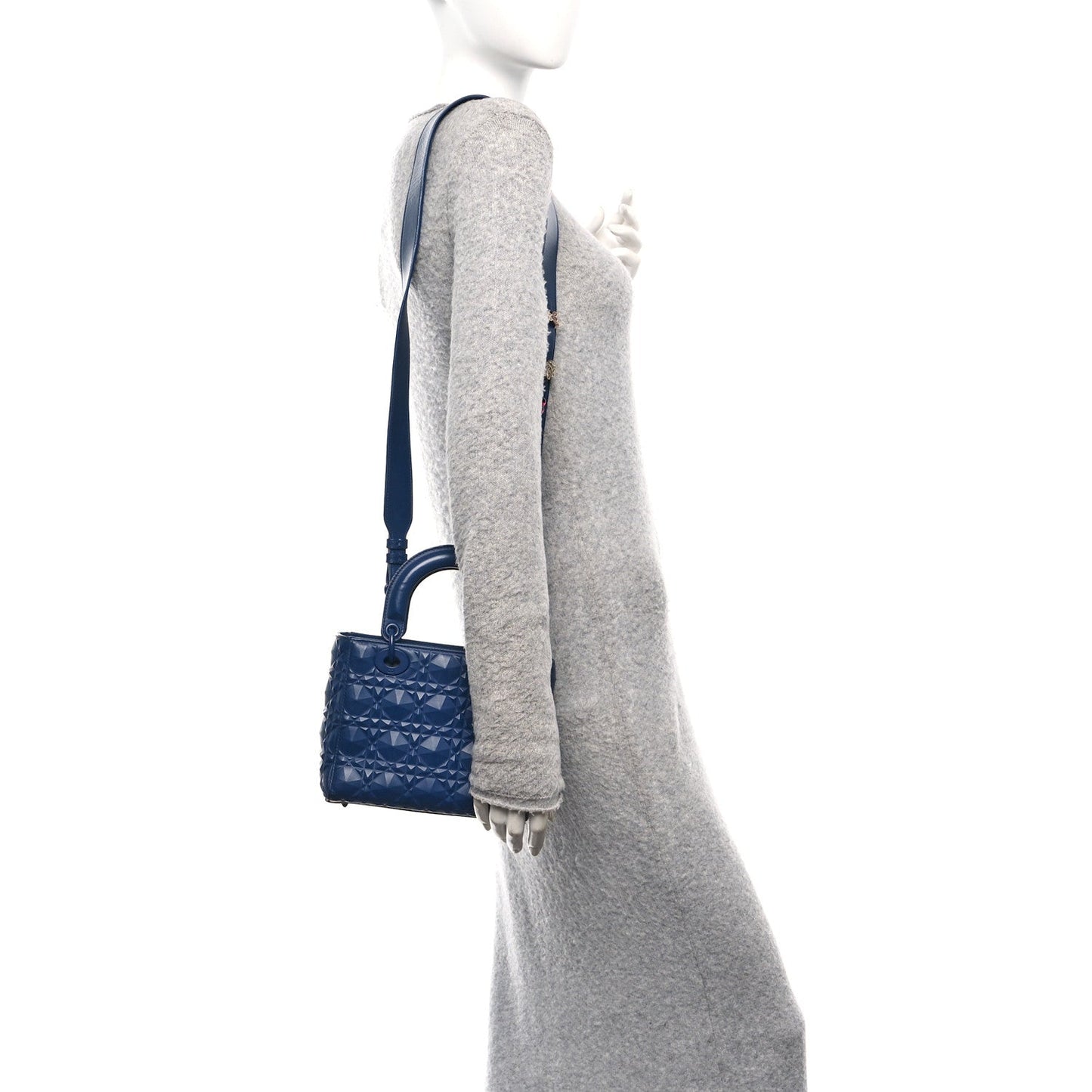 Calfskin Cannage Diamond Small My ABCDior Lady Dior Blue Royale