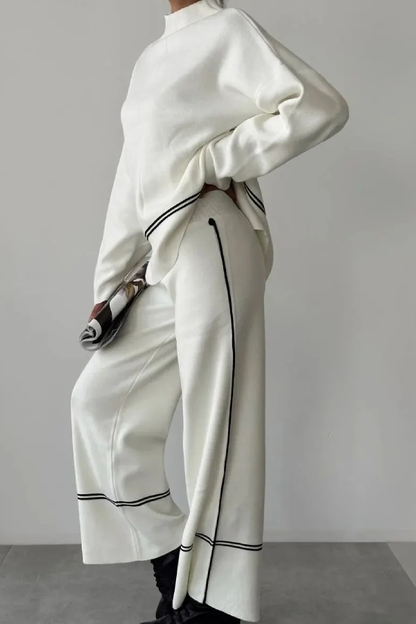 Conjunto casual de dos piezas con patchwork