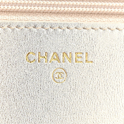 Gradient Metallic Lambskin Quilted Like A Wallet Wallet On Chain WOC Gold Pink
