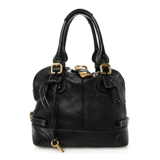 Calfskin Paddington Dome Satchel Black