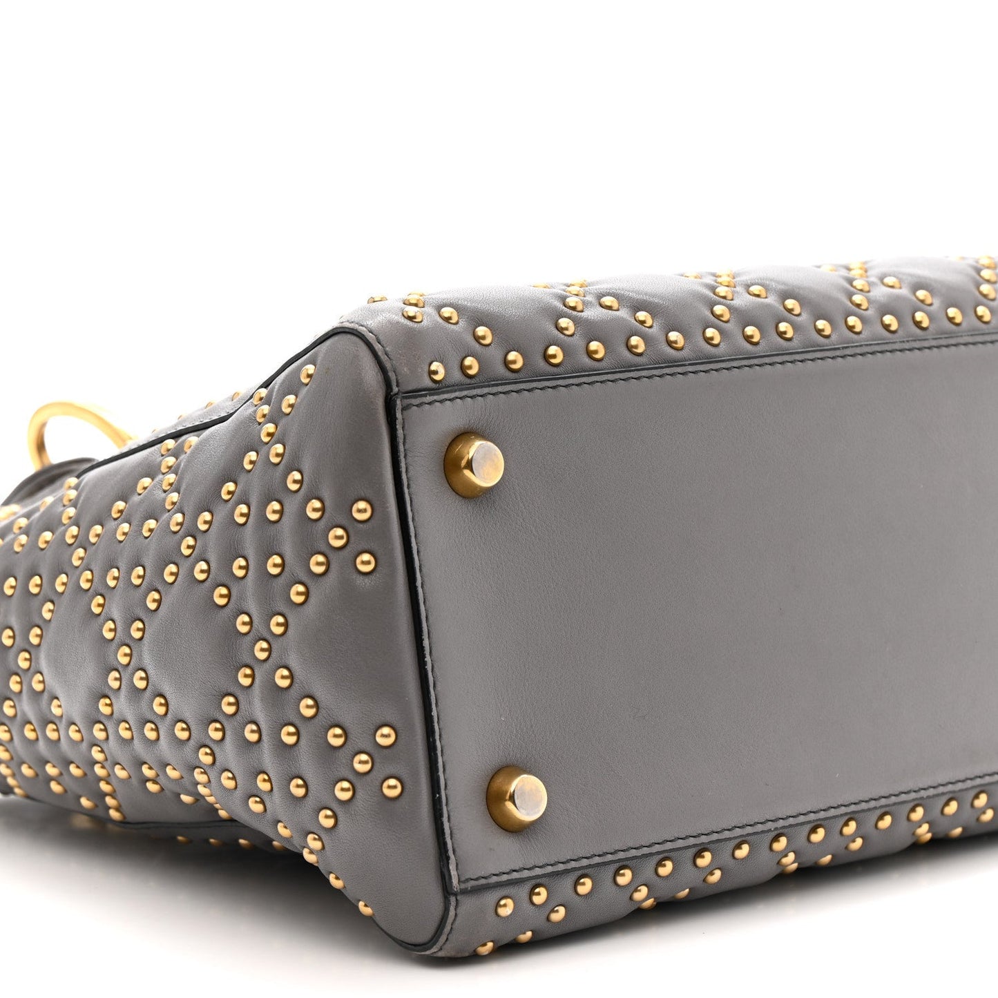 Calfskin Cannage Studded Medium Supple Lady Dior Grey