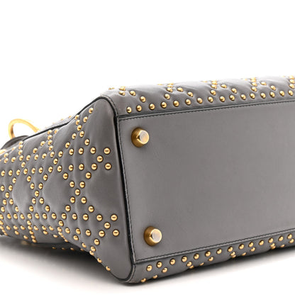 Calfskin Cannage Studded Medium Supple Lady Dior Grey