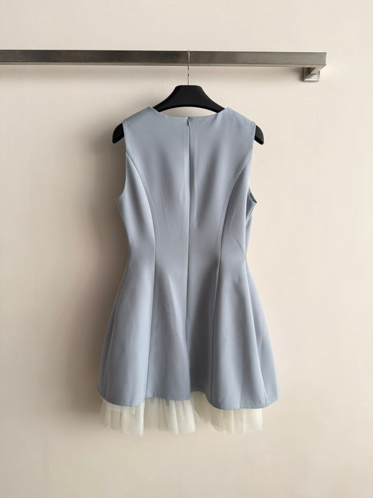 CC Bow-Tie Sleeveless Dress Light Blue Polyester 352969