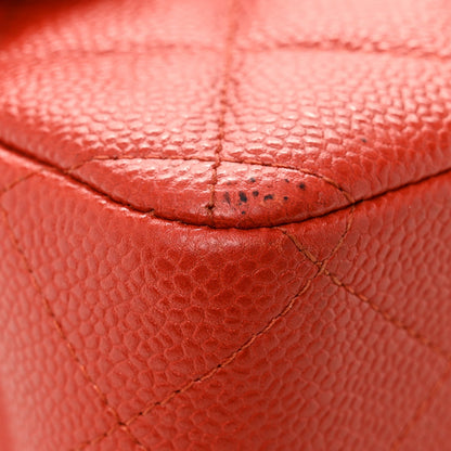 Pearly Caviar Quilted Jumbo Double Flap Orange