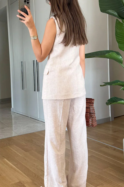 Conjunto de dos piezas de chaleco y pantalón con solapa de moda