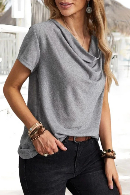 Camiseta informal de manga corta con estampado liso gris