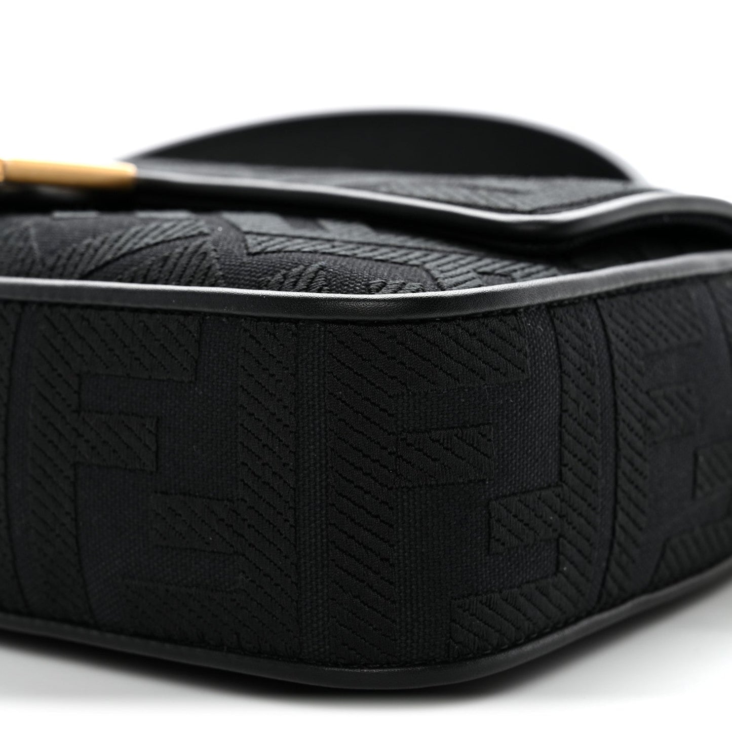 Canvas Vitello King Extra Strap FF Embroidered Baguette Black