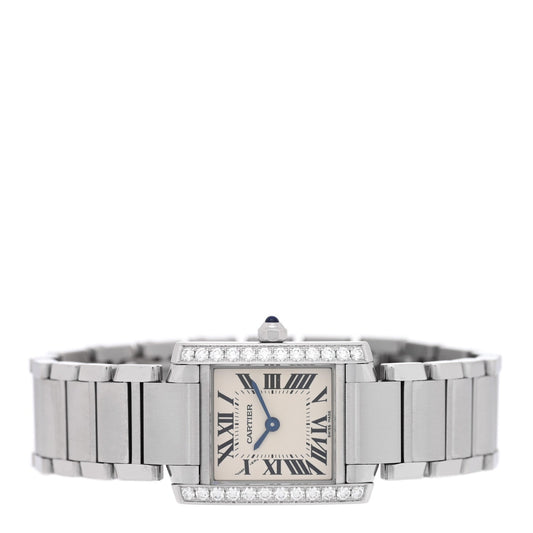 Stainless Steel Diamond Bezel 20mm Tank Francaise Quartz Watch