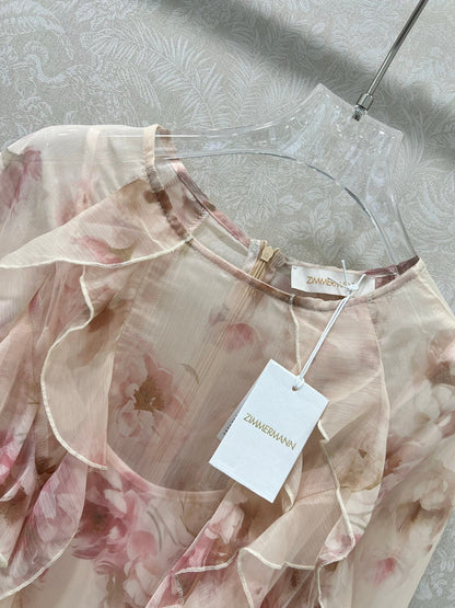 Zimmermann Hypnotic Frill Maxi Dress Cream Peony Cotton 336579