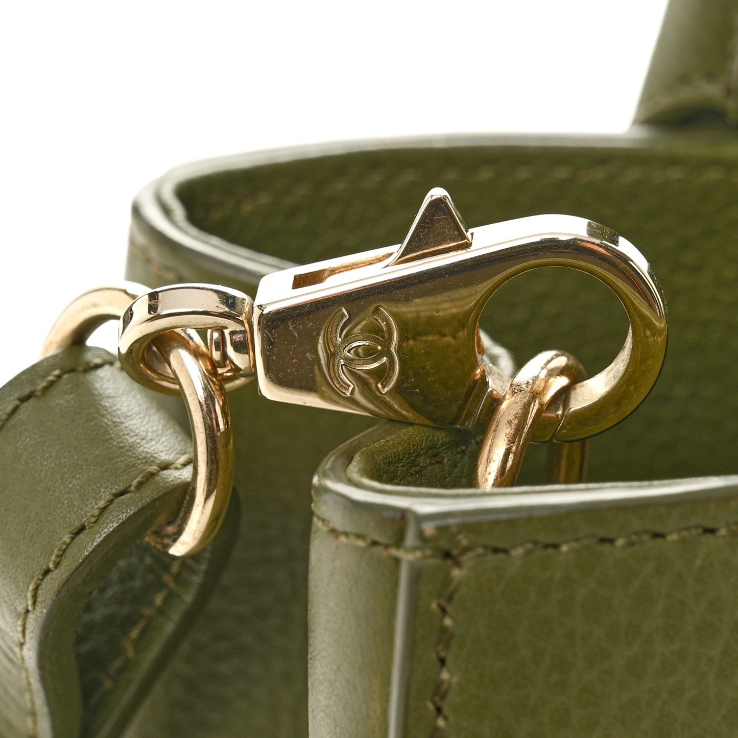 Grained Calfskin Mini Neo Executive Shopper Tote Khaki