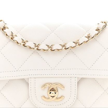 Caviar Quilted Mini Sweet Classic Flap White