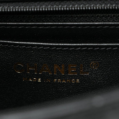 Lambskin Quilted Mini Strass On Top Flap Black