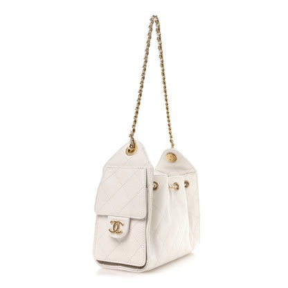 Caviar Quilted Mini Chanel 25 Handbag White
