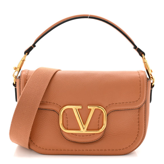 Soft Grainy Calfskin Alltime Shoulder Bag Almond Beige