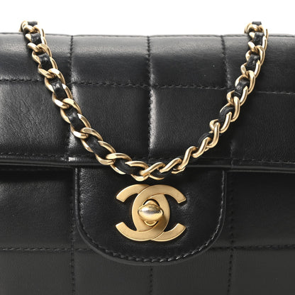 Lambskin East West Chocolate Bar Flap Black