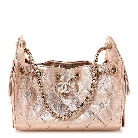 Metallic Caviar Quilted Mini Chanel 25 Handbag Copper