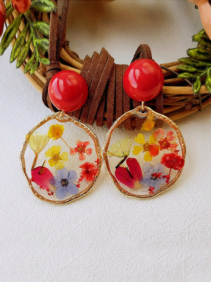 Pendientes de flores prensadas - Fiesta en el jardín 