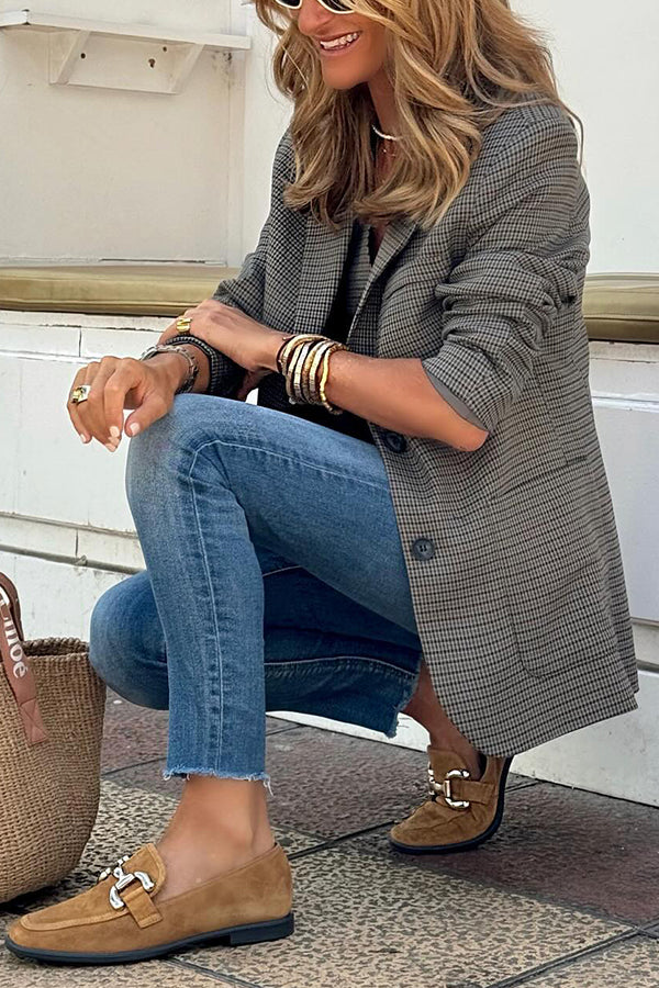 plaid lapel blazer
