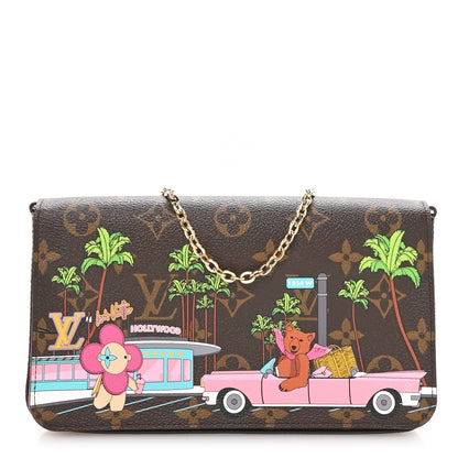 Monogram 2021 Christmas Animation Hollywood Pochette Felicie Chain Wallet Fuchsia